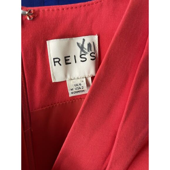 Reiss Women's Red Coral Lola Bandage Cocktail Cap Sleeve Dress Size 2 - Picture 3 of 5